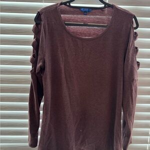 Apt. 9 Burgundy Blouse with Cut-Out Sleeves